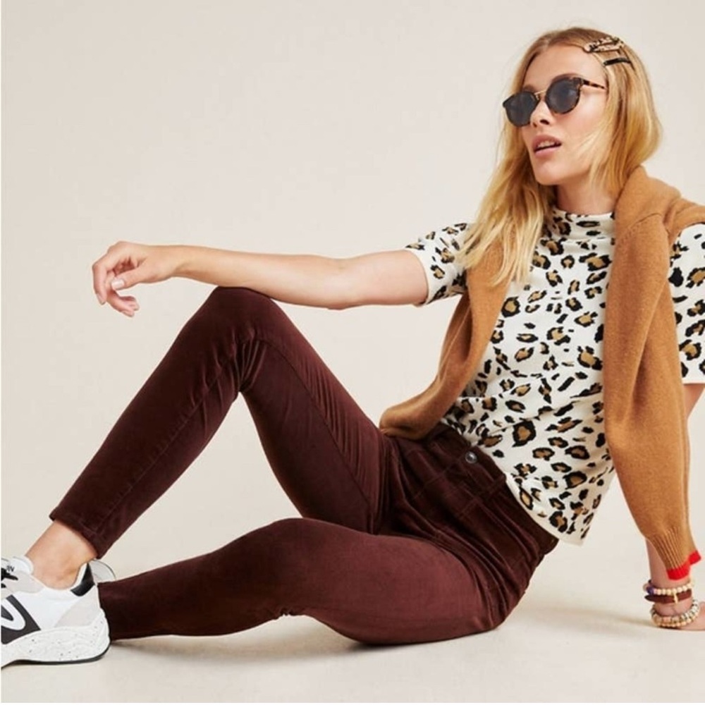 Pilcro & The Letterpress Anthropologie Corduroy High Rise Skinny chocolate brown